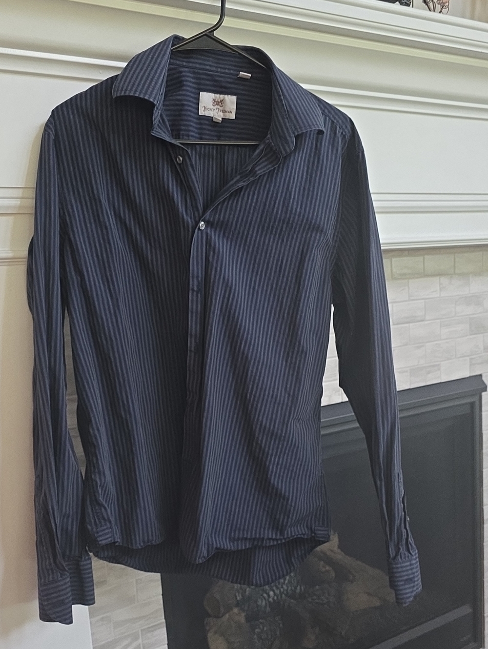 Hickey Freeman Dark Navy Pinstripe Dress Shirt
